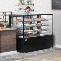 Avantco BC-72-SB 72 inch Black Square Refrigerated Bakery Display Case with LED Lighting