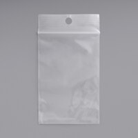 Choice 2" x 3" 2 Mil Clear LDPE Zip Top Bag with Hanging Hole - 1000/Case