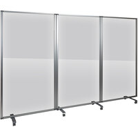 Flash Furniture BR-PTT001-3-AC-90183-GG 106 1/2 inch x 72 1/8 inch 3-Section Clear Acrylic Mobile Partition with Lockable Casters