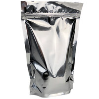 Choice 7 1/2 inch x 11 1/2 inch 3 Mil Silver Metallized Plastic Zip Top Stand-Up Pouch with Hanging Hole - 500/Case