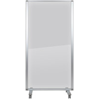 Flash Furniture BR-PTT002-1-AC-90183-GG 35 1/2 inch x 72 1/8 inch Clear Acrylic Mobile Partition with Lockable Casters