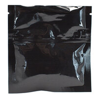 Choice 3 3/4 inch x 4 inch 5 Mil Black Foil / Plastic Zip Top Child-Resistant Pouch - 1000/Case
