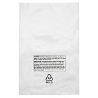 Lavex Packaging 10 inch x 15 inch Clear Polyethylene Layflat Bag with Suffocation Warning Label and 2 Mil Thickness - 1000/Case