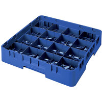 Cambro 16S1114186 Camrack 11 3/4 inch High Customizable Navy Blue 16 Compartment Glass Rack