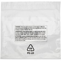 Lavex Packaging 6 inch x 6 inch 1.5 Mil Polyethylene Lip and Tape Resealable Bag with Suffocation Warning - 1000/Case
