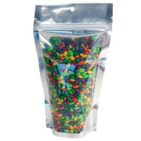 Choice 5" x 8 1/2" 3 Mil Silver Metallized / Clear Plastic Zip Top Stand-Up Pouch with Hanging Hole - 1000/Case