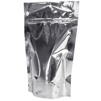 Choice 5 inch x 8 1/2 inch 3 Mil Silver Metallized Plastic Zip Top Stand-Up Pouch with Hanging Hole - 1000/Case