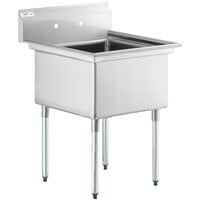 Regency 29 inch 16 Gauge Stainless Steel One Compartment Commercial Sink with Galvanized Steel Legs - 24 inch x 24 inch x 14 inch Bowl