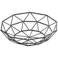 Tablecraft 10463 Delta 8 inch Black Stainless Steel Round Wire Serving Basket