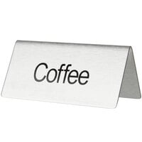 Choice 3 inch x 1 1/2 inch Double Sided Stainless Steel Coffee Table Tent Sign