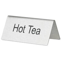 Choice 3 inch x 1 1/2 inch Double Sided Stainless Steel Hot Tea Table Tent Sign