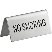 Choice 3 inch x 1 1/2 inch Double Sided Stainless Steel No Smoking Table Tent Sign