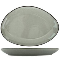 International Tableware LU-139-AS Luna 13 1/4 inch x 9 1/4 inch Ash Oval Coupe Porcelain Platter - 12/Case