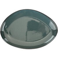 International Tableware LU-118-MI Luna 11 1/2 inch x 8 inch Midnight Blue Oval Coupe Porcelain Platter - 12/Case
