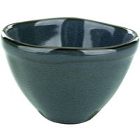 International Tableware LU-11-MI Luna 3 oz. Midnight Blue Round Porcelain Fruit / Sauce Dish - 36/Case