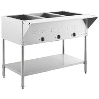 Avantco STE-3S Three Pan Open Well Electric Steam Table with Undershelf - 120V, 1500W