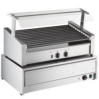 Avantco RG1850SLT 50 Slanted Hot Dog Non-Stick Roller Grill with 48 Bun Warmer and Pass-Through Canopy - 120V, 1460W