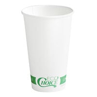 EcoChoice 16 oz. White Compostable Paper Hot Cup - 1000/Case