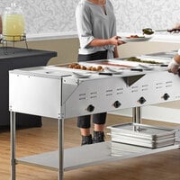 Avantco STE-4MA Four Pan Open Well Mobile Electric Steam Table with Undershelf - 120V, 2000W