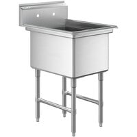 Regency 23 inch 16 Gauge Stainless Steel One Compartment Commercial Sink with Stainless Steel Legs and Cross Bracing - 18 inch x 24 inch x 14 inch Bowl