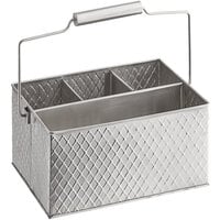 Tablecraft 10040 Lattice 10 3/4" x 8 1/2" Stainless Steel Flatware / Condiment Caddy