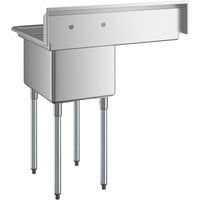 Regency 36 1/2 inch 16 Gauge Stainless Steel One Compartment Commercial Sink with Galvanized Steel Legs and 1 Drainboard - 16 inch x 20 inch x 12 inch Bowl - Left Drainboard