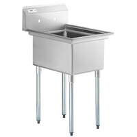 Regency 21 inch 16 Gauge Stainless Steel One Compartment Commercial Sink with Galvanized Steel Legs - 16 inch x 20 inch x 12 inch Bowl