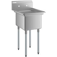 Regency 21 inch 16 Gauge Stainless Steel One Compartment Commercial Sink with Galvanized Steel Legs - 16 inch x 20 inch x 12 inch Bowl