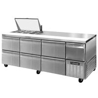 Continental Refrigerator RA93N-12M-D 93 inch 6 Drawer 1 Half Door Mighty Top Refrigerated Sandwich Prep Table - 32 cu. ft.