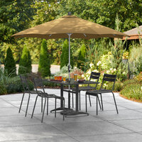 Lancaster Table & Seating 9' Champagne Crank Lift Automatically Tilting Umbrella with 1 1/2 inch Aluminum Pole