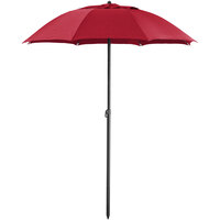 Lancaster Table & Seating 6' Red Push Lift Umbrella with 1 1/4" Steel Pole
