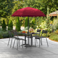 Lancaster Table & Seating 6' Red Push Lift Umbrella with 1 1/4 inch Steel Pole