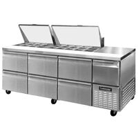 Continental Refrigerator RA93N-27M-D 93 inch 6 Drawer 1 Half Door Mighty Top Refrigerated Sandwich Prep Table - 32 cu. ft.