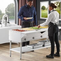 ServIt Five Pan Open Well Electric Steam Table with Adjustable Undershelf - 208/240V, 3750W