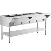 ServIt Five Pan Open Well Electric Steam Table with Adjustable Undershelf - 208/240V, 3750W