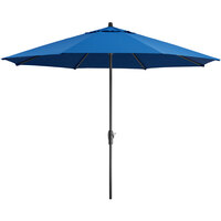 Lancaster Table & Seating 11' Pacific Blue Crank Lift Umbrella with 1 1/2 inch Aluminum Pole