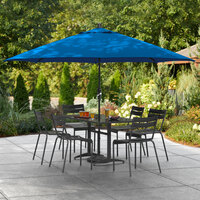 Lancaster Table & Seating 11' Pacific Blue Crank Lift Umbrella with 1 1/2 inch Aluminum Pole