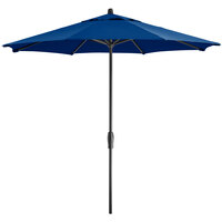 Lancaster Table & Seating 9' Royal Blue Crank Lift Automatically Tilting Umbrella with 1 1/2 inch Aluminum Pole