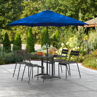Lancaster Table & Seating 9' Royal Blue Crank Lift Automatically Tilting Umbrella with 1 1/2 inch Aluminum Pole