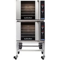 Moffat E31D4/2C Turbofan Double Deck Half Size Electric Convection Oven / Broiler with Digital Controls and Casters - 220-240V, 1 Phase, 6.2 kW