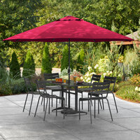 Lancaster Table & Seating 11' Red Crank Lift Umbrella with 1 1/2 inch Steel Pole