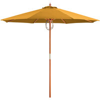 Lancaster Table & Seating 9' Yellow Pulley Lift Umbrella with 1 1/2 inch Hardwood Pole