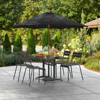 Lancaster Table & Seating 7 1/2' Black Pulley Lift Umbrella with 1 1/2 inch Hardwood Pole