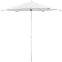Lancaster Table & Seating 7 1/2' White Push Lift Umbrella with 1 1/2 inch Aluminum Pole