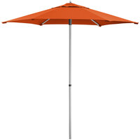 Lancaster Table & Seating 7 1/2' Papaya Push Lift Umbrella with 1 1/2 inch Aluminum Pole