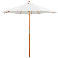 Lancaster Table & Seating 7 1/2' White Pulley Lift Umbrella with 1 1/2" Hardwood Pole