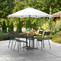 Lancaster Table & Seating 7 1/2' White Pulley Lift Umbrella with 1 1/2 inch Hardwood Pole