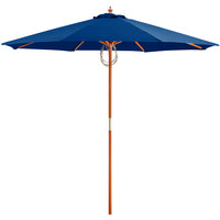 Lancaster Table & Seating 9' Royal Blue Pulley Lift Umbrella with 1 1/2 inch Hardwood Pole