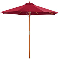 Lancaster Table & Seating 7 1/2' Red Pulley Lift Umbrella with 1 1/2" Hardwood Pole