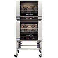 Moffat E28D4/2C Turbofan Double Deck Full Size Electric Digital Convection Oven with Steam Injection and Casters - 208V, 1 Phase, 10.8 kW